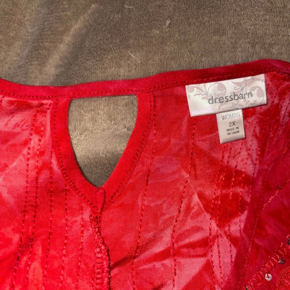 Dressbarn Vibrant Red Textured Top - Picture 2 of 2